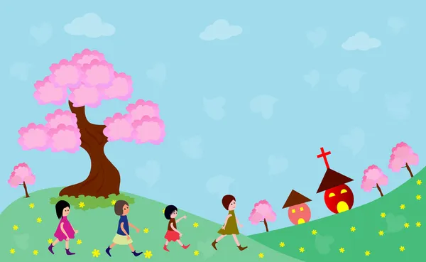 mutlu çocuklar kiliseye gidiyor