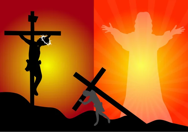 Jésus Christ crucifixion et résurrection — Image vectorielle