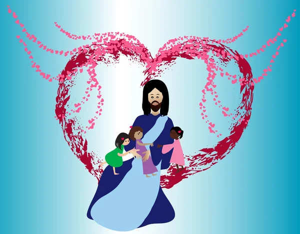 Jésus aime les enfants — Image vectorielle