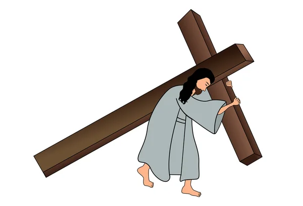 Jesús cargando la cruz — Vector de stock