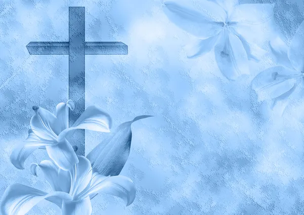 Hıristiyan haç ve lily çiçek — Stok fotoğraf