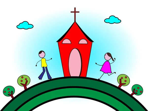 Aller à l'église — Image vectorielle