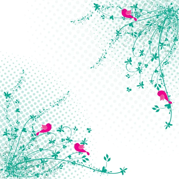 Fond floral avec des oiseaux — Image vectorielle