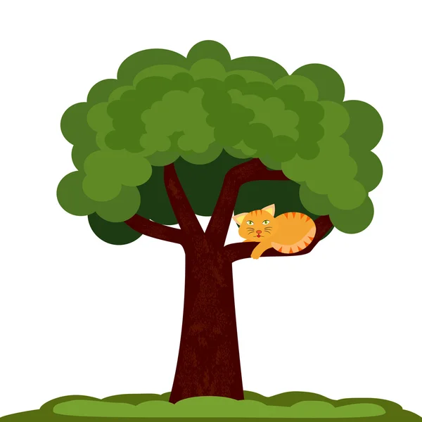 En katt på ett träd — Stock vektor