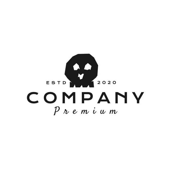 Dark Skull Logo Vorlage Lager Schwarze Silhouette Design Ikone — Stockvektor