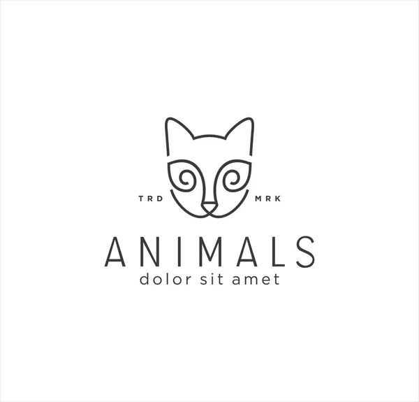 Basit Kedi Kafası Logosu Sanat Eseri Modern Minimalist Tasarım Şablonu — Stok Vektör