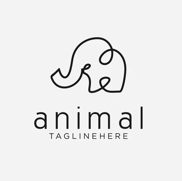 Elephant Logo Mascote Linha Arte Design Vector Com Ilustração Moderna — Vetor de Stock