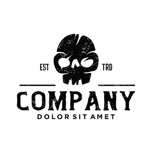 Criativa Preto Esqueleto Humano Logo Design Ilustração Stock Crânio Logotipo — Vetor de Stock