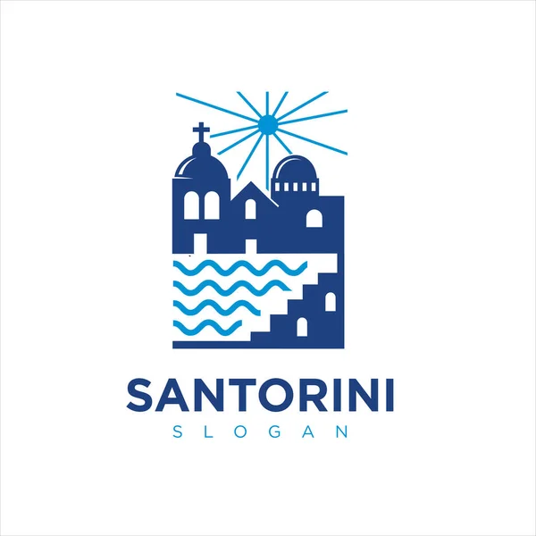 Santorini Morze Egejskie Zabytki Podróże Płaska Koncepcja Wektor Ilustracja Santorini — Wektor stockowy