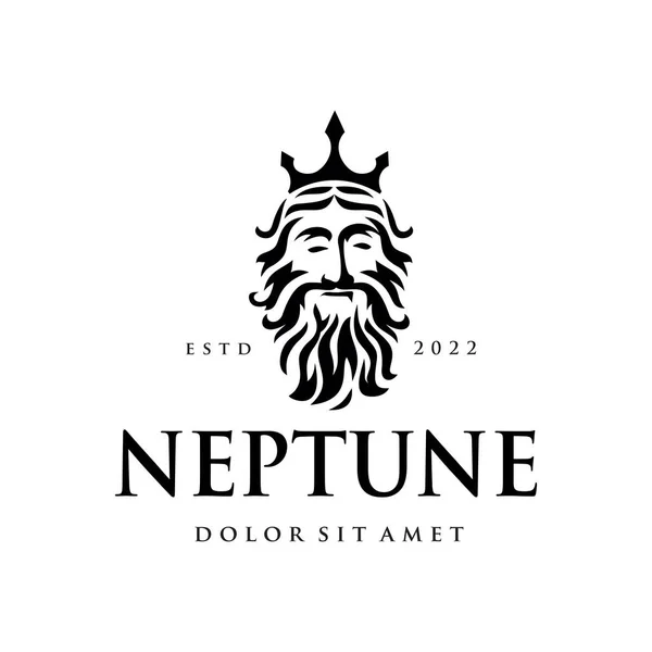 Neptün Logo Tasarımı Vektör Çizimi Poseidon Okyanus Silueti Nsan Denizi — Stok Vektör