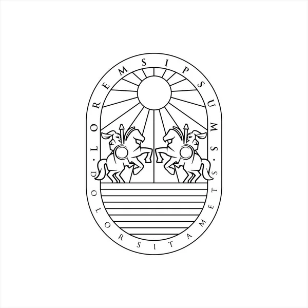 Élégant Chevalier Cheval Logo Monoline Concept Logo Guerrier Chevauchant Cheval — Image vectorielle