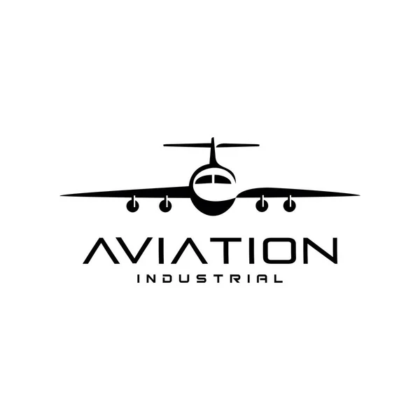 Avião Avião Companhia Aérea Logo Template Vector Ilustração Design Silhouette —  Vetores de Stock