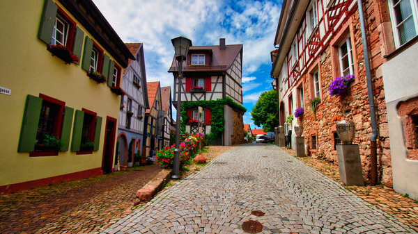 Gengenbach, Germany - July 07, 2021 - View of the old village of Gengenbach with its old houses in the Black Forest in Germany