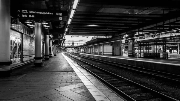 Estocolmo Suecia Octubre 2021 Vista Una Plataforma Vacía Estación Central — Foto de Stock