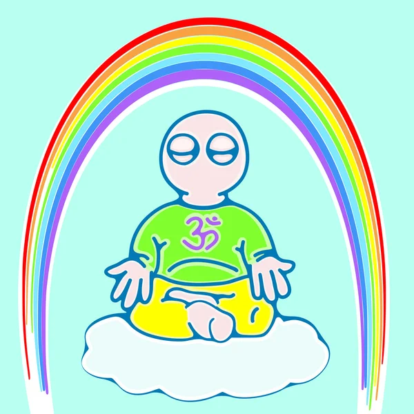 Little man in meditation (color version) — Stock Vector