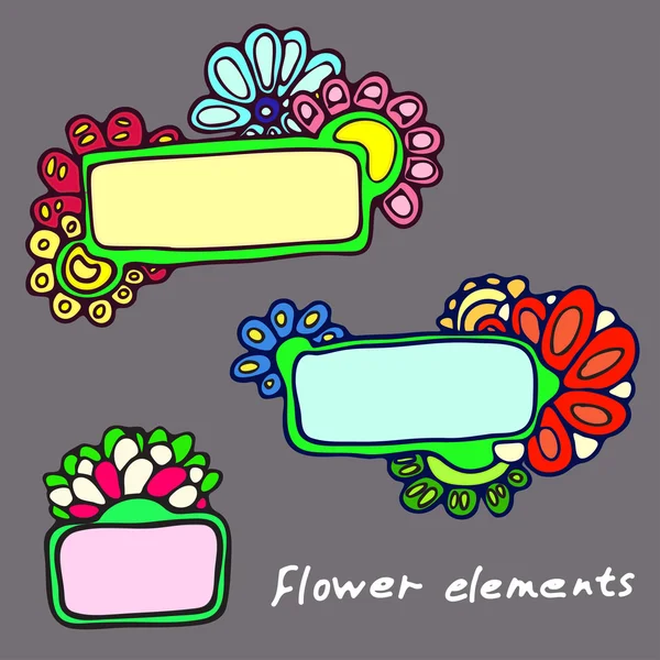 Placas sobre patrones de fondo de flores — Vector de stock