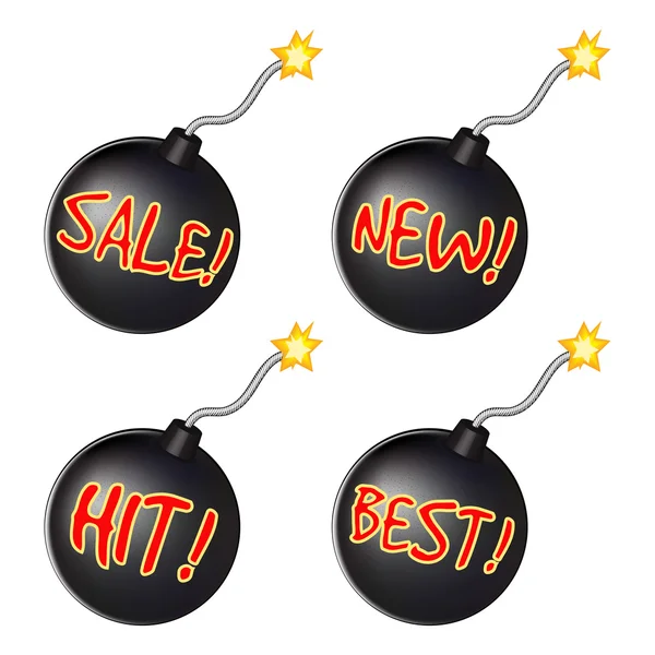 Marketing labels in "bomb" shape — Stock Vector