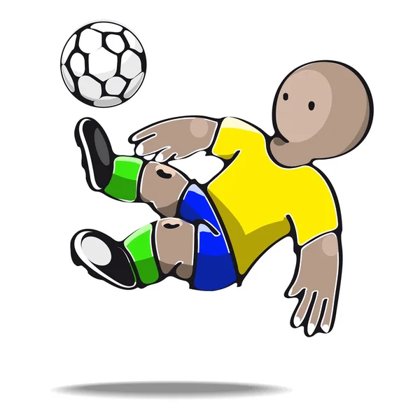 Fotbollsspelare sparkar bollen — Stock vektor