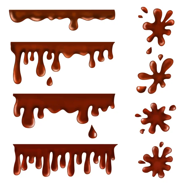 Chocolate blots, splashes and smudges — Stock Vector