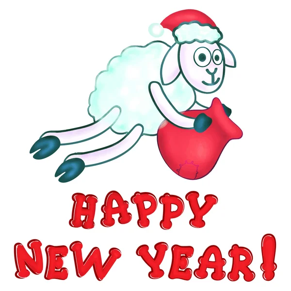Karty z pozdrowieniami ze sheeps nowy rok — Wektor stockowy