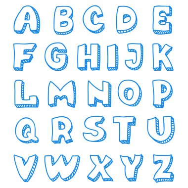 English alphabet in doodle style clipart