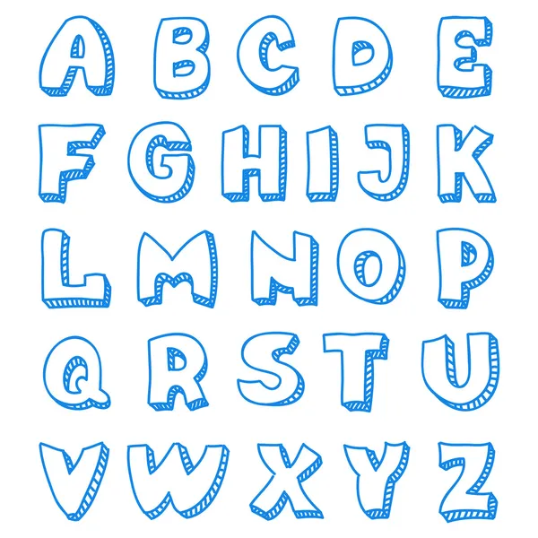 英语字母表中的涂鸦风格 — 图库矢量图片