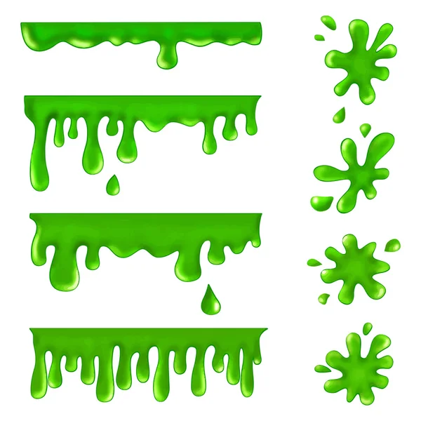 緑のしみ、飛沫、汚れ — ストックベクタ