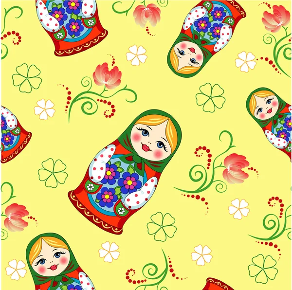 Poupée russe sans couture — Image vectorielle