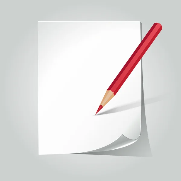 Papper och röd penna — Stock vektor