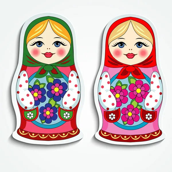 Russische Puppe Sticker — Stockvektor