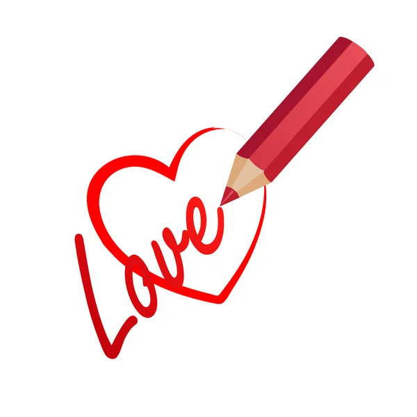 红色的铅笔绘制一颗心 — 图库矢量图片