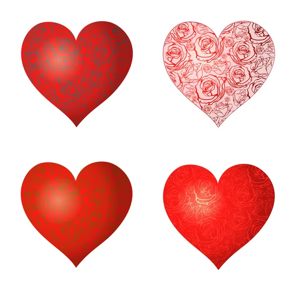 Set of hearts with a pattern — Stock Vector