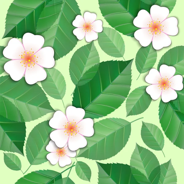Fleurs et feuilles sans couture — Image vectorielle