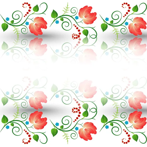 Patrón floral sobre fondo blanco — Vector de stock