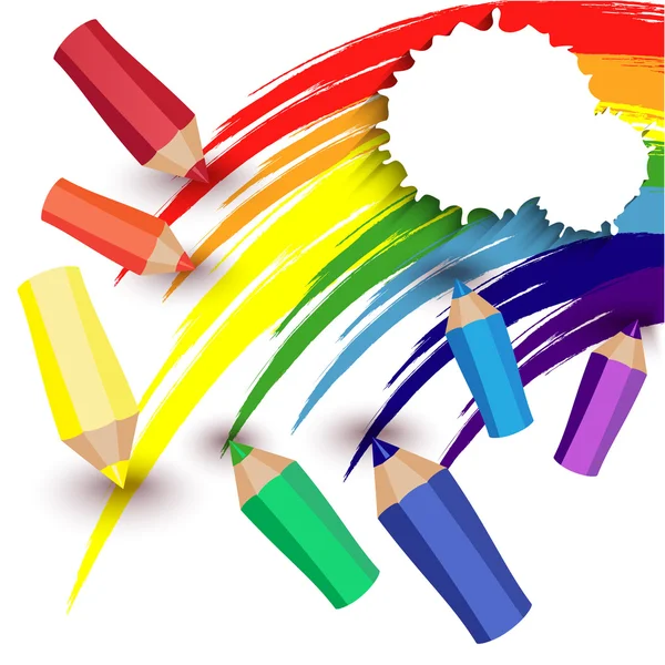 Crayons draw a rainbow — Stock Vector