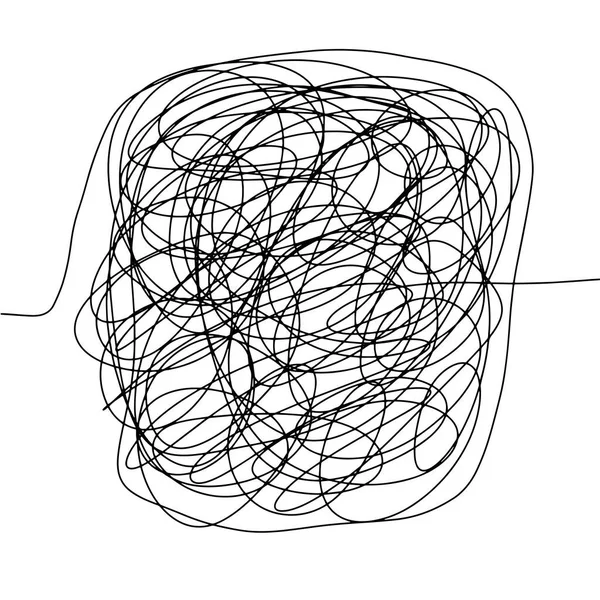 复杂的方法与潦草的圆形元素图标 说明缠结纱 隐喻的问题解决 困难的情况 混乱和混乱 — 图库矢量图片