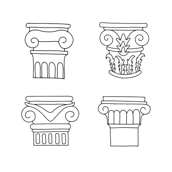 Conjunto Columnas Clásicas Diferentes Estilos Gráficos Vectoriales — Vector de stock