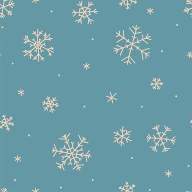 Kar tanesi çemberiyle kusursuz desen. Noel ya da Yeni Yıl tasarımı için arka plan. Kış motifleri. Vektör illüstrasyonu.