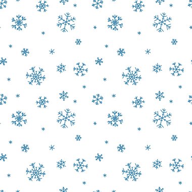 Kar tanesi çemberiyle kusursuz desen. Noel ya da Yeni Yıl tasarımı için arka plan. Kış motifleri. Vektör illüstrasyonu.