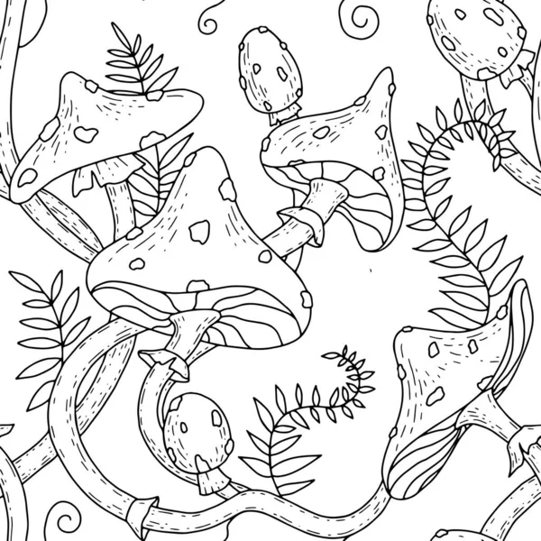 飞琼脂无缝图案 秋季毒菇 简单抽象植物指纹矢量图形 — 图库矢量图片