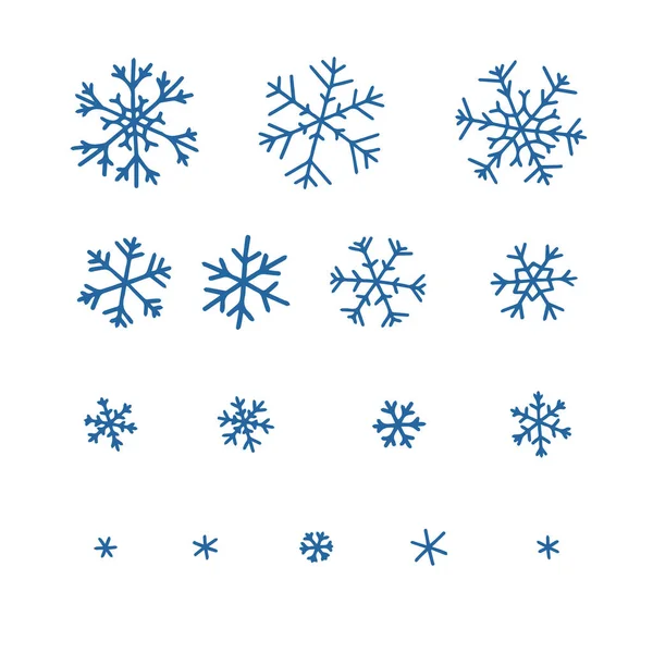 Βάλε Μπλε Νιφάδες Χιονιού Εικονογράφηση Διανύσματος Στο Χέρι — Διανυσματικό Αρχείο