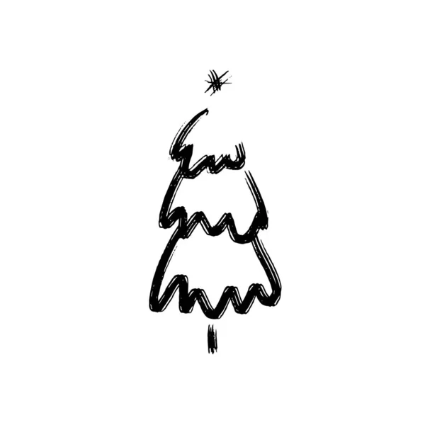 Kézzel Rajzolt Karácsonyfa Elszigetelt Fehér Háttérrel Tintavektor Illusztráció Absztrakt Vektor — Stock Vector