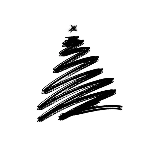 Árbol Navidad Dibujado Mano Aislado Sobre Fondo Blanco Ilustración Vectores — Archivo Imágenes Vectoriales