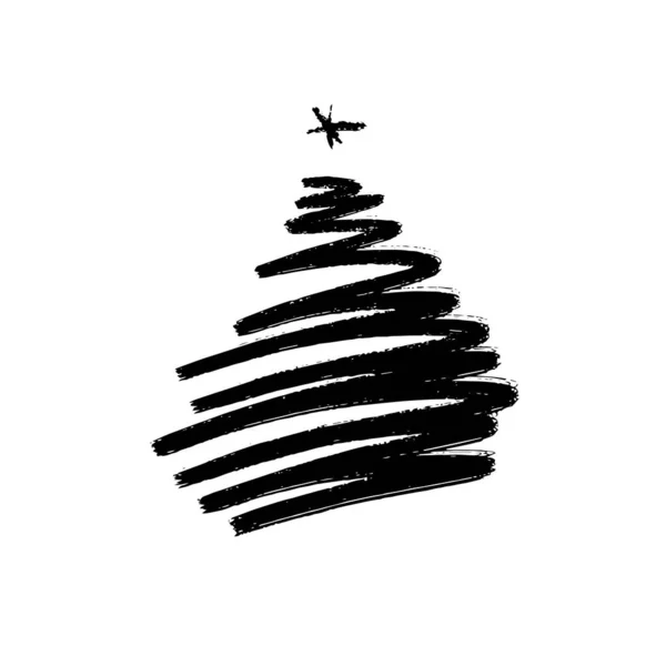 Árbol Navidad Dibujado Mano Aislado Sobre Fondo Blanco Ilustración Vectores — Archivo Imágenes Vectoriales