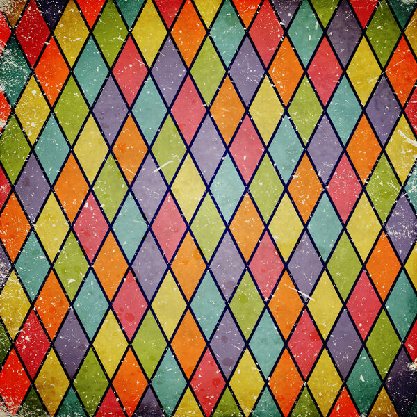Красочный гранж фон с арлекинским рисунком
