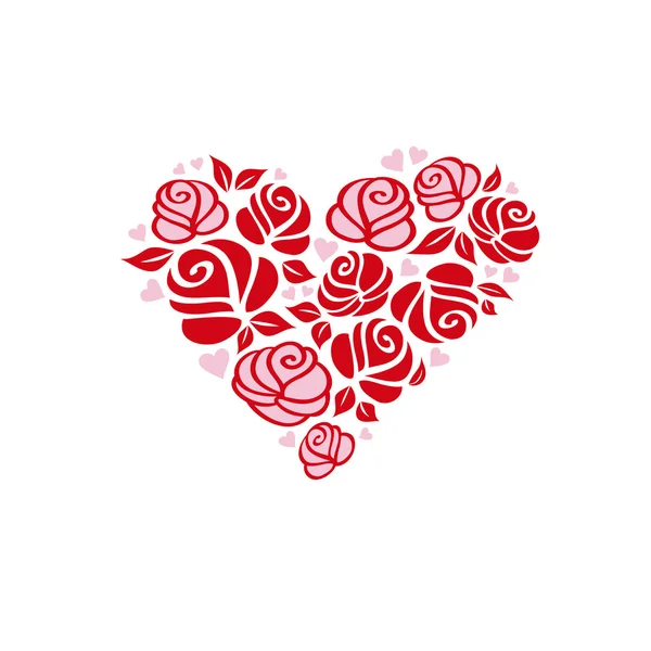 Hjärta med rosor — Stock vektor