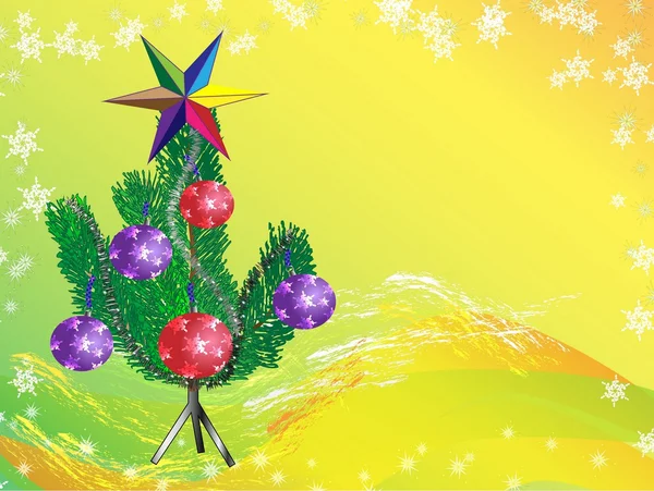 Weihnachtsbaum mit Christbaumkugel — Stockvektor