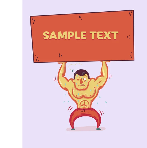 Bodybuilder holding a banner — Stock Vector