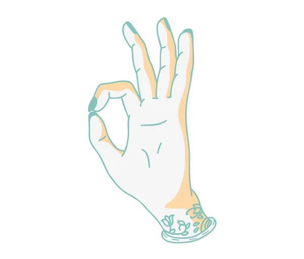 Татуировка руки ОК знак — стоковый вектор