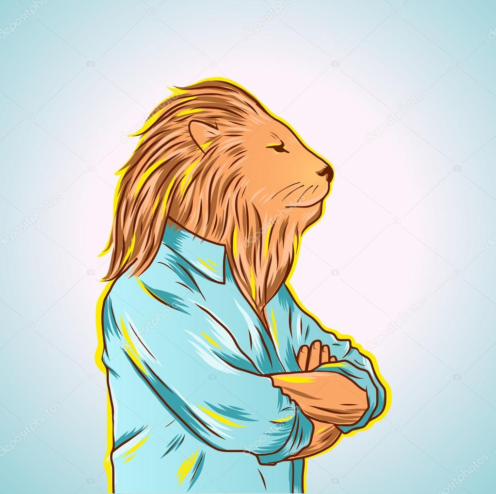 Man with lion character.